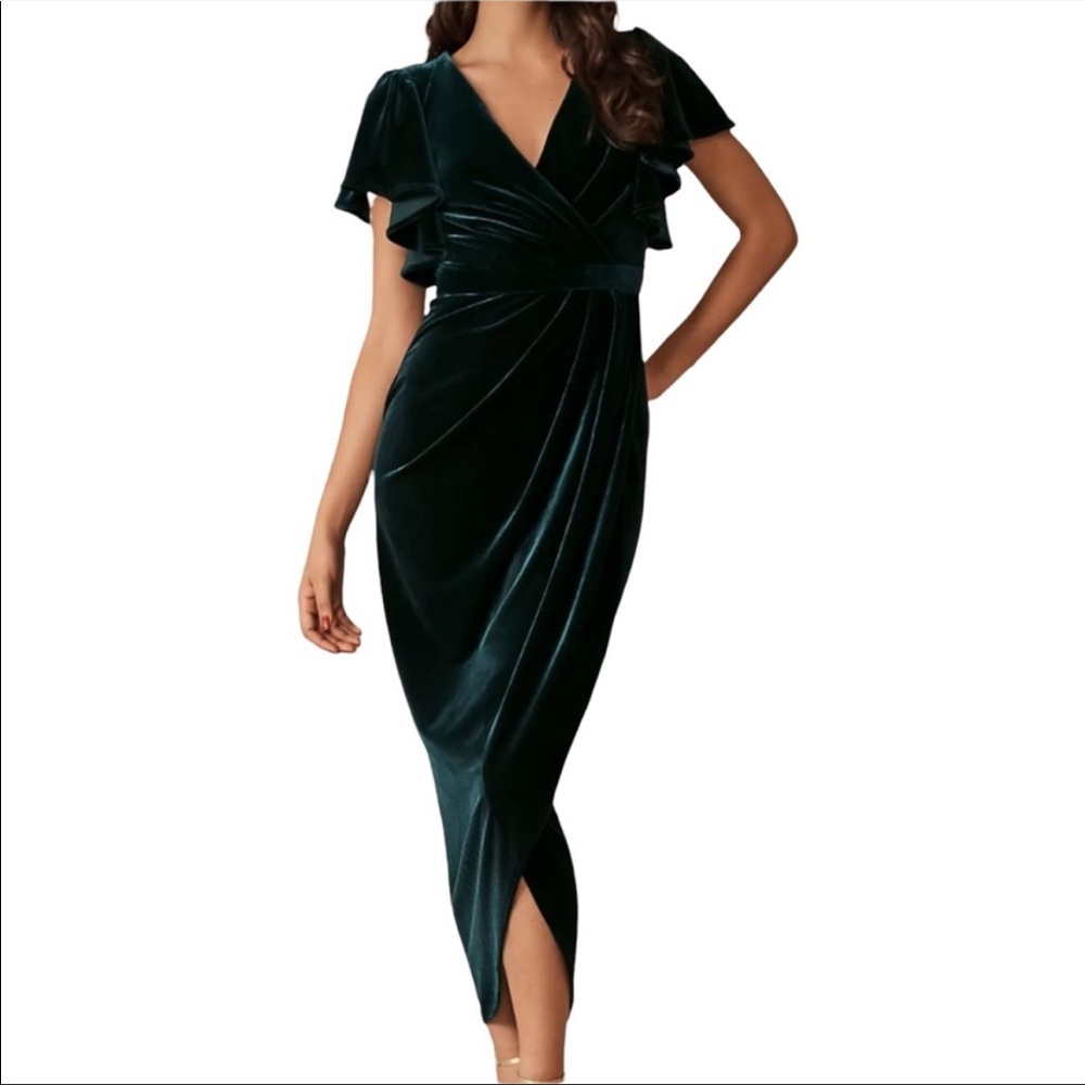 BHLDN Dark Green Velvet Wedding Dress